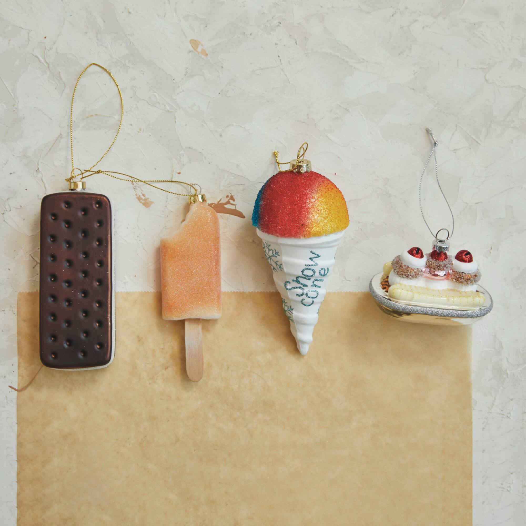Hello Honey® 5.5" Brown & White Glass Ice Cream Sandwich Ornament with Glitter